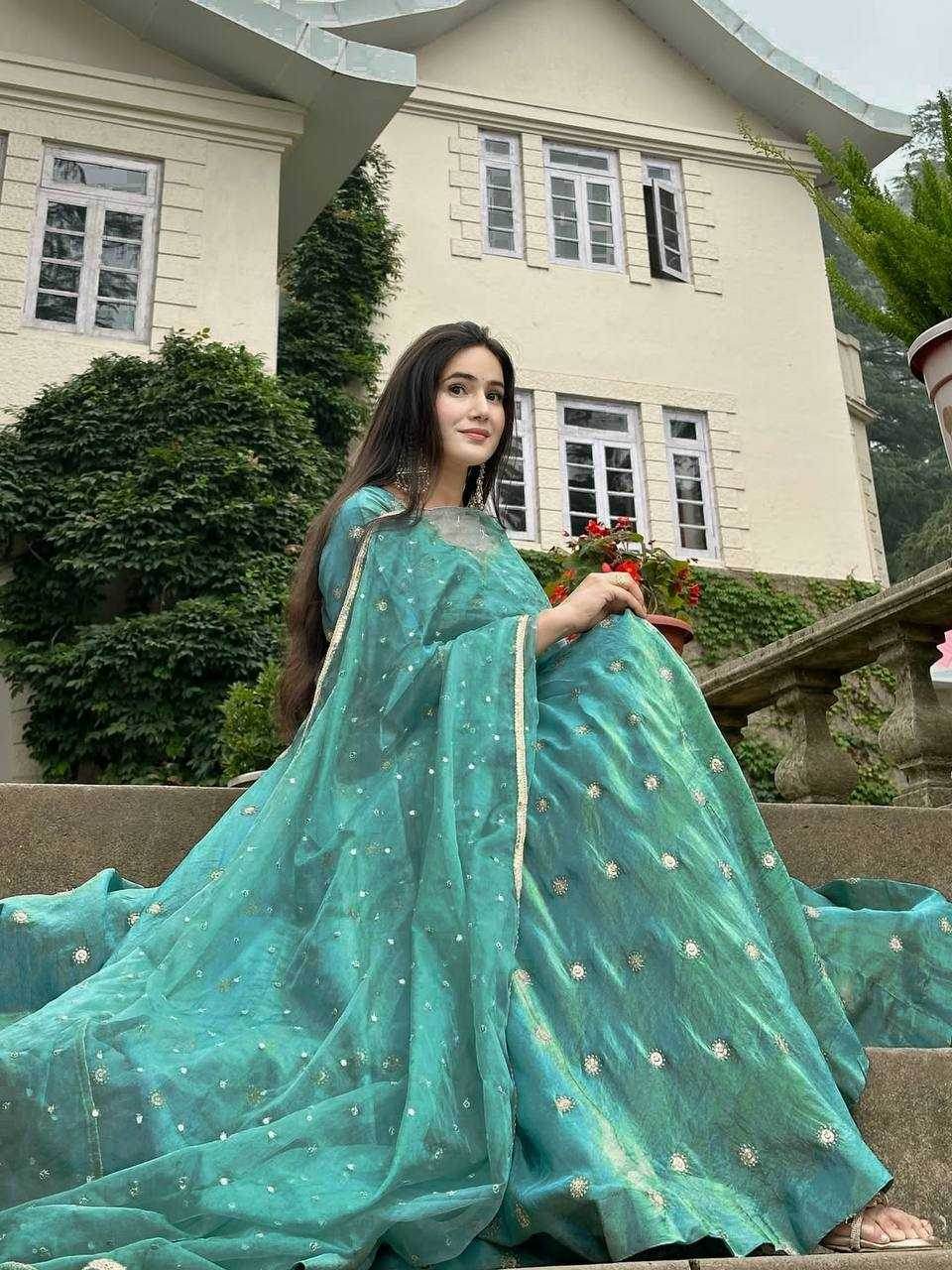 Simar silk Embroidery Anarkali Sequin Gown - MYLUXURY LANE ENTERPRISE
